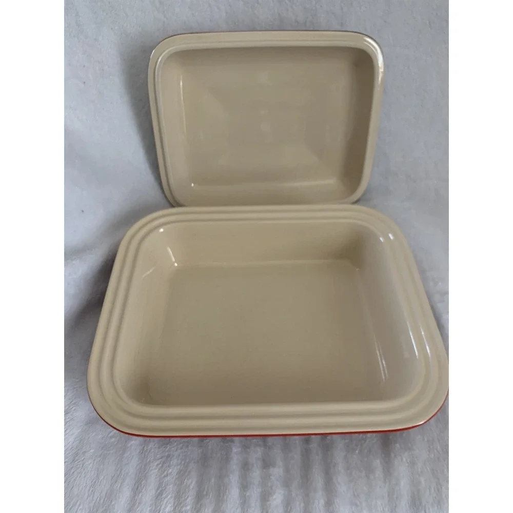 Le‎ Creuset Casserole Dish Unisex 2.0 Qt Cerise Red Stoneware Square Baker Lid